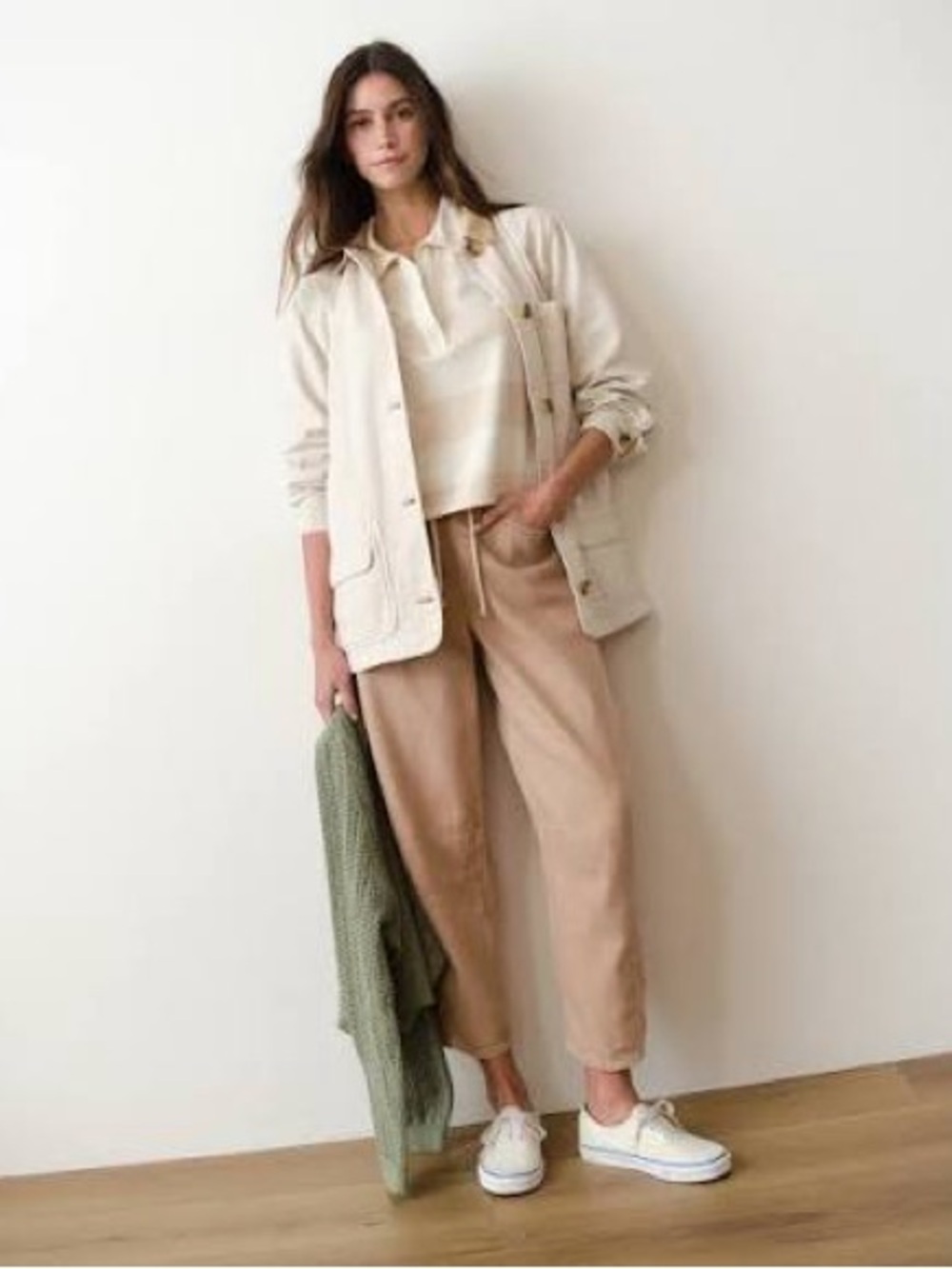 Marine Layer Drawstring Twill Barrel Pant Women's Khaki Large